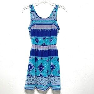 Divided H&M Keyhole Back Blue & Purple Print Tank Top Summer Dress size 2